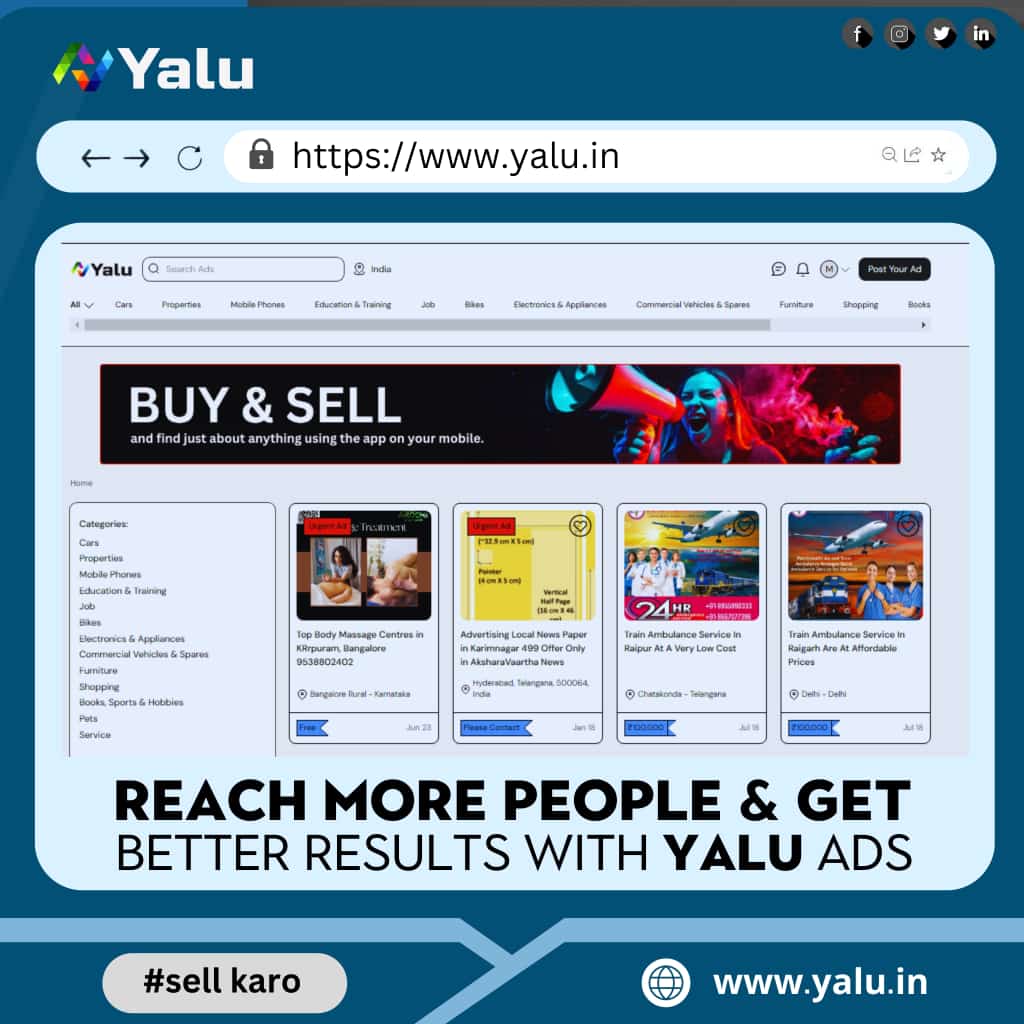 Buy & Sell on Yalu - India's Free Classified Ads Platform